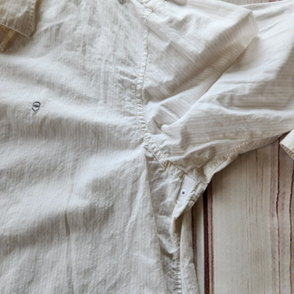 Victorinox Stripe Long Sleeve Shirt Cream White Button Front, Men's Size XXL 2XL - Picture 4 of 10